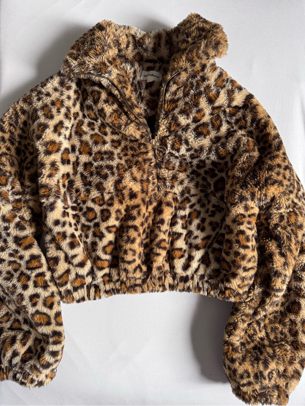 Superdown S Leopard Faux-Fur Puffer Jacket Grunge Y2K Sexy Edgy Trendy Classic